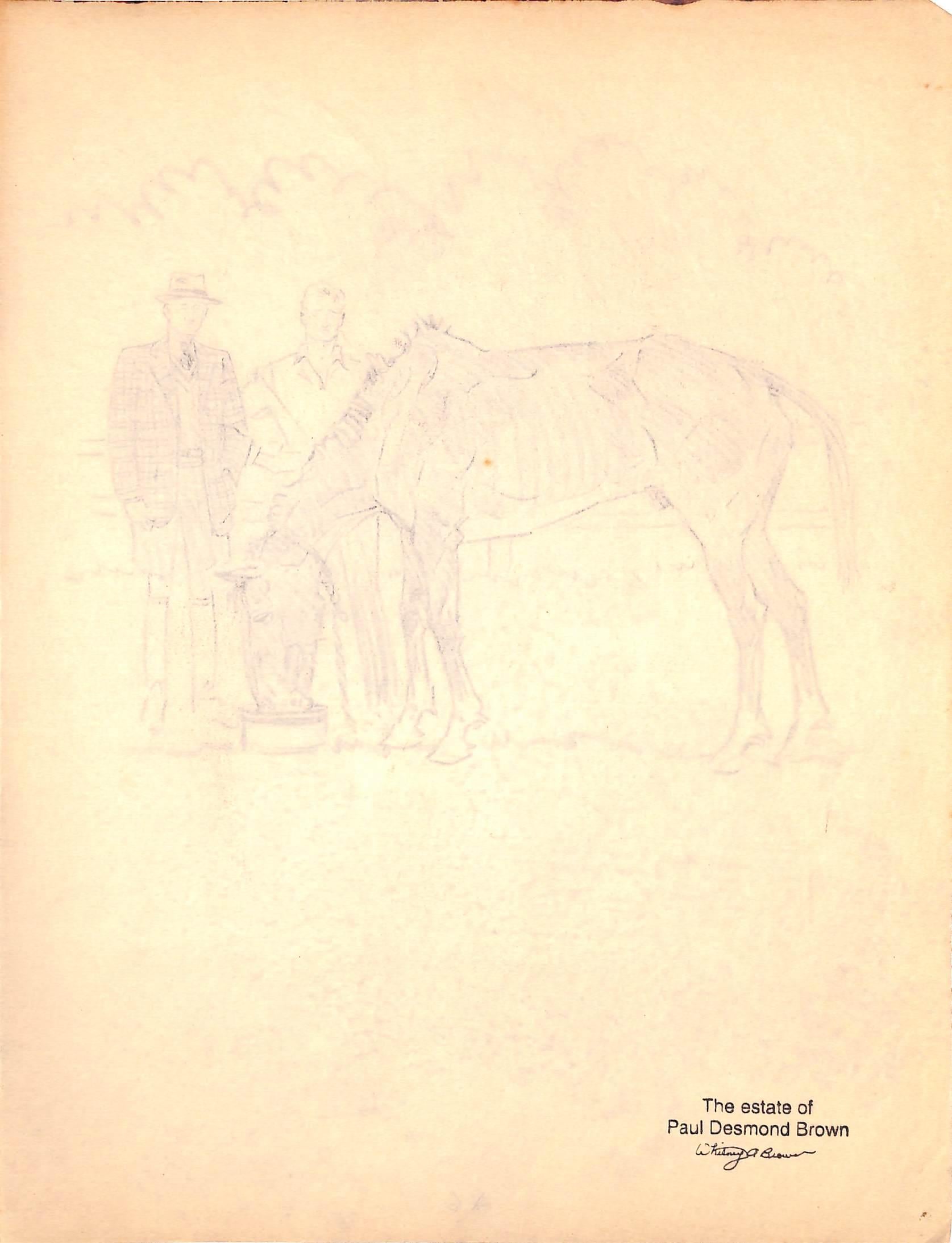 Original 1944 Pencil Drawing From Hi, Guy! The Cinderella Horse By Paul Brown 32 For Sale 1