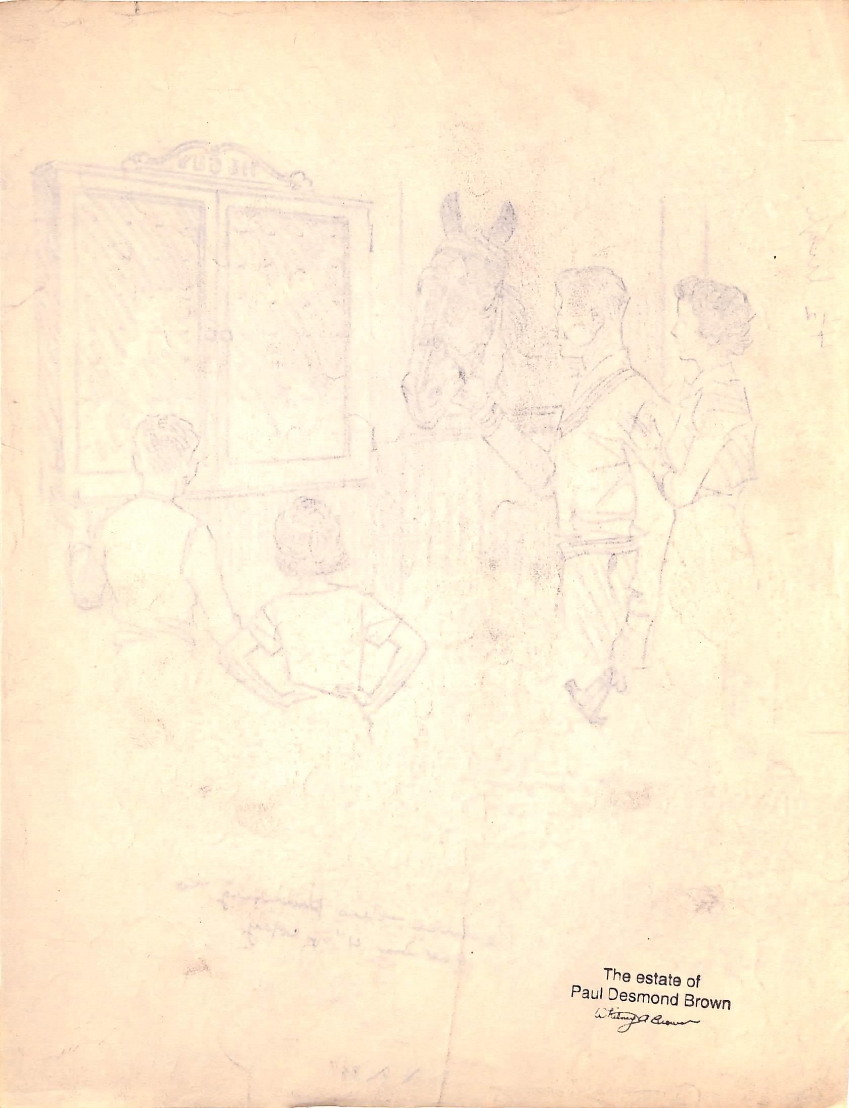 Original-Bleistiftzeichnung von 1944 aus Hi, Guy! Das Cinderella-Pferd von Paul Brown, 35 im Angebot 1