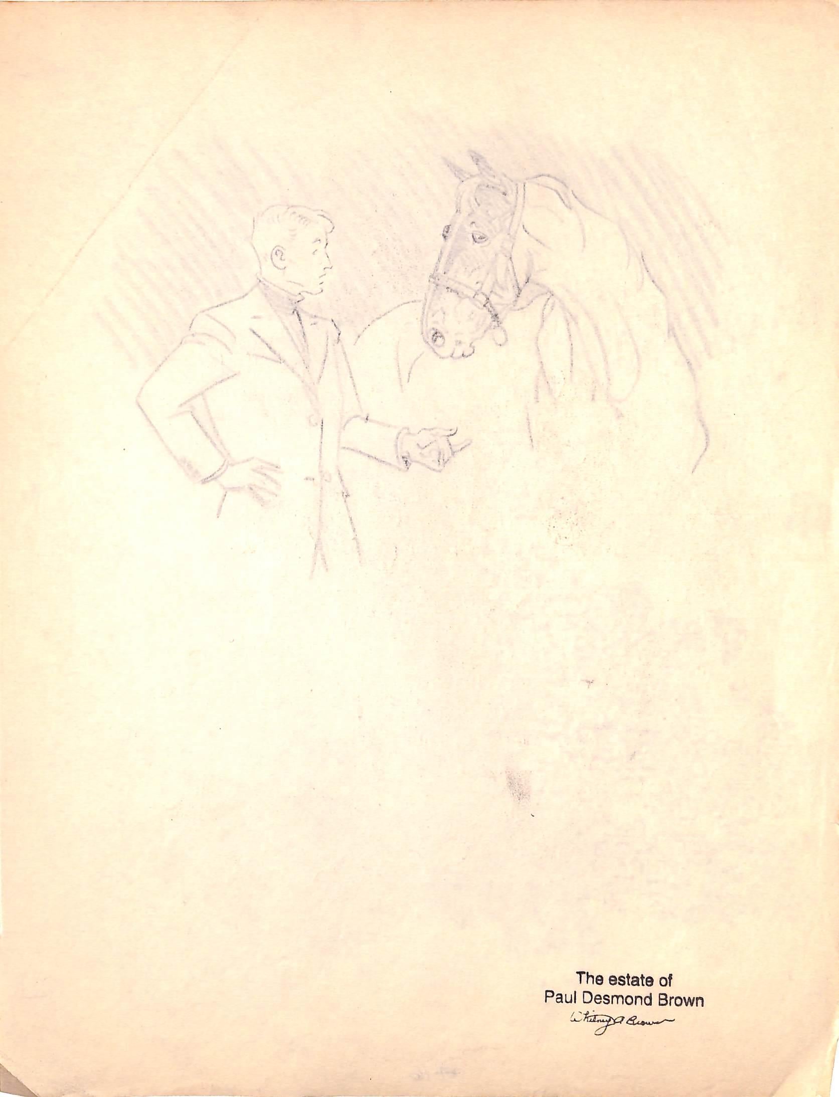 Original 1944 Pencil Drawing From Hi, Guy! The Cinderella Horse By Paul Brown 44 For Sale 1