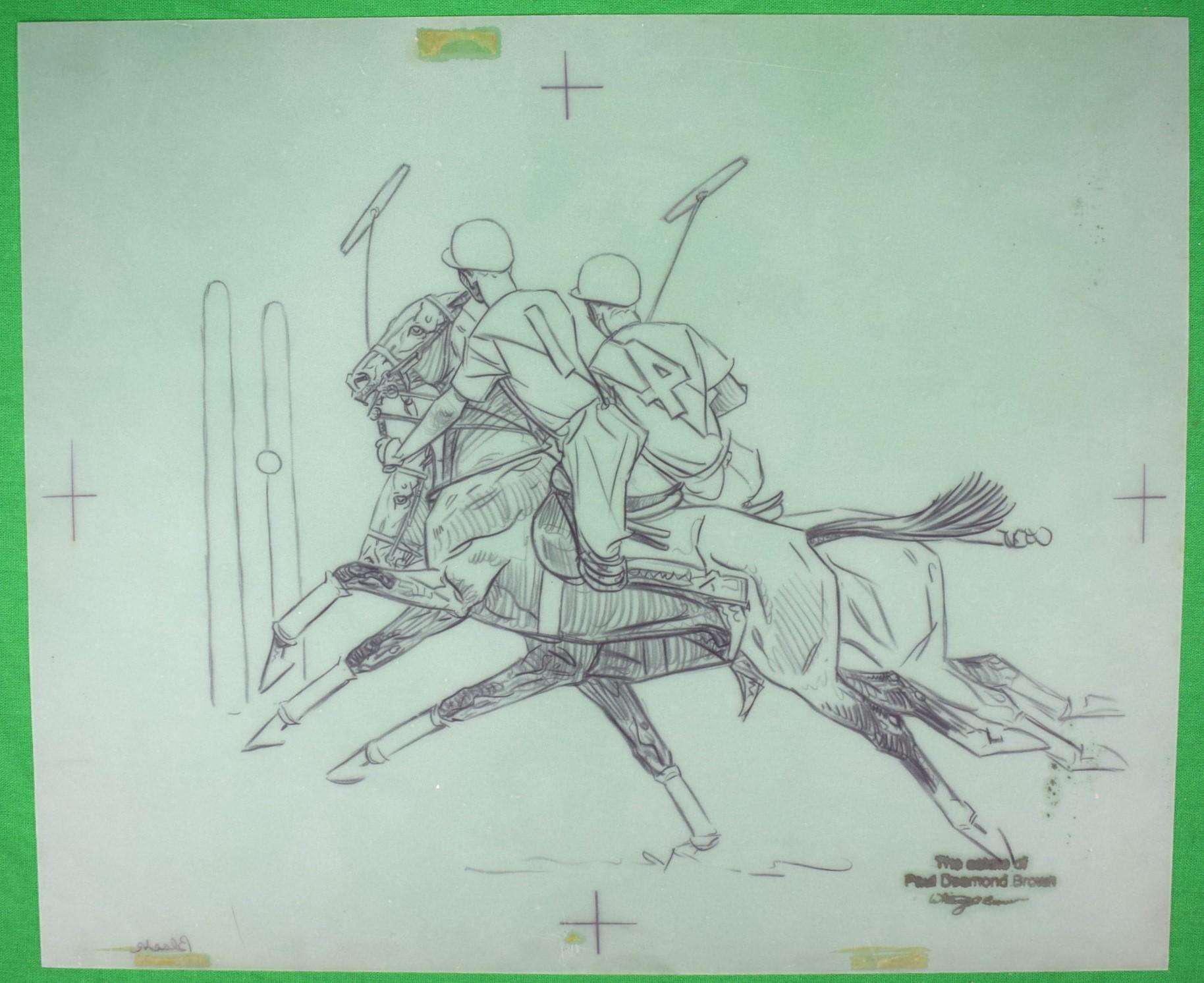 Paul Brown Polo Pencil On Acetate Drawing #5 For Sale 2