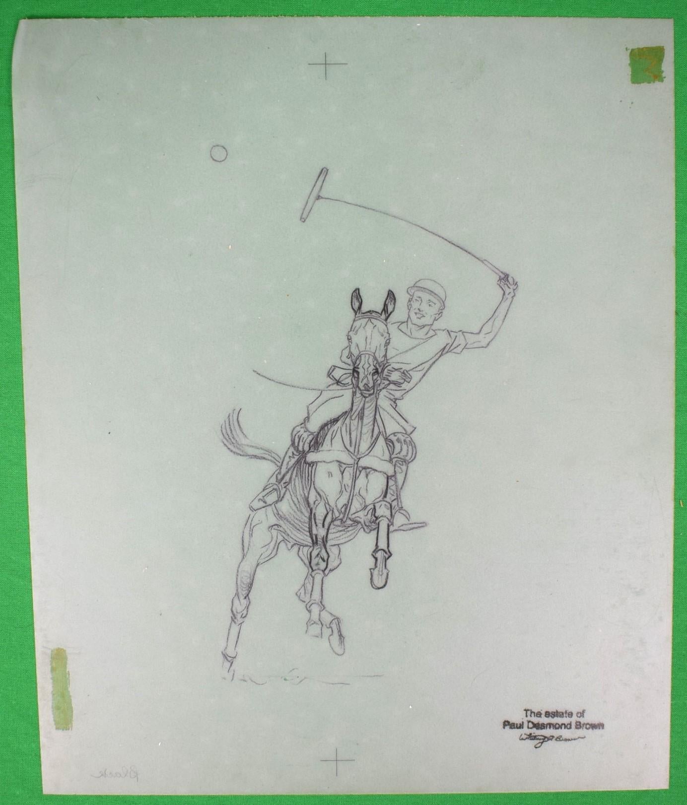 Paul Brown Polo Pencil On Acetate Drawing #7 For Sale 2