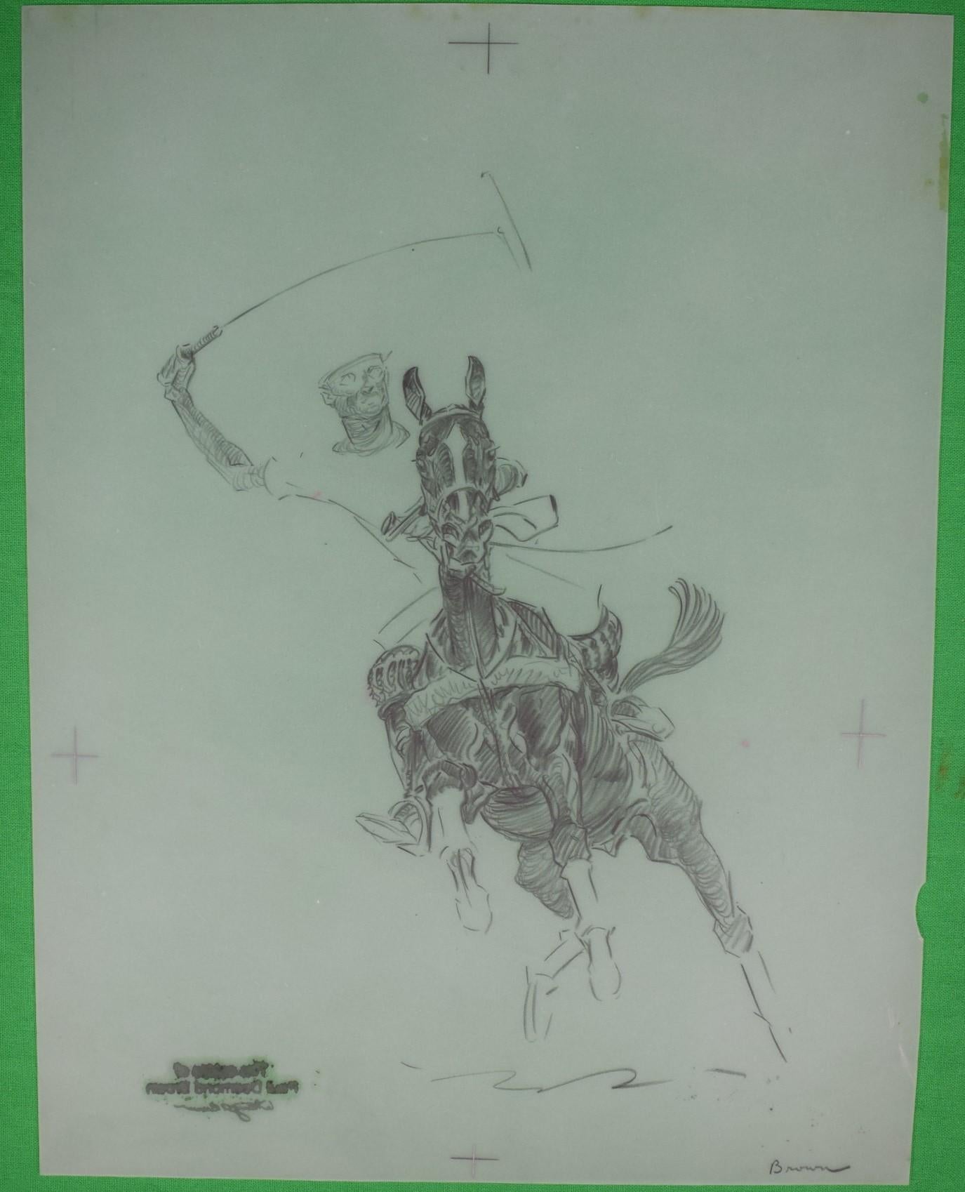 Paul Brown Polo Pencil On Acetate Drawing #16 For Sale 1