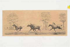 "Paul Brown 4 Polo Players Charging Down The Field Drypoint Etching"