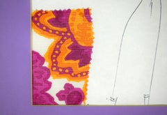 "Givenchy Paris No 50 Hand-Colored Fashion Plate w/ Couture Fabric Swatch"