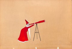 "Lanvin Paris Santa w/ Telescope c1950s Advertising Artwork"