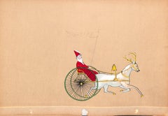 "Lanvin Paris x Arpege w/ Santa & Reindeer c1950s Advertising Artwork"