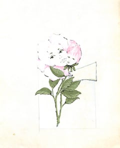"Lanvin Paris Pink Lady Flower Buds c1950s Advertising Artwork"