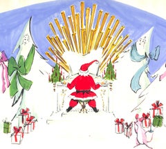 Lanvin Paris, Santa Playing Organ, Kunstwerk, ca. 1950er Jahre