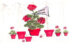 "Lanvin Paris x Spanish Geranium c1950s Floral Artwork"