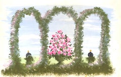 "Lanvin Paris Floral Perfume Bottle w/ Butterflies Reversing To Pink Bouquet"