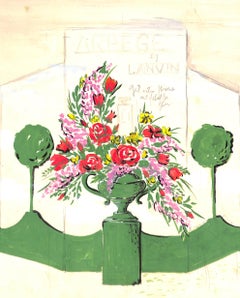 "Lanvin Paris Arpege Perfume Floral Topiary c1950s Artwork"