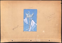 "Lanvin Paris Pink Dress w/ White Swan c1950s Artwork"