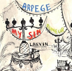 "Lanvin Paris Arpege/ My Sin/ Rumeur Perfume c1950s Artwork"