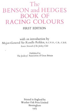 "El libro de colores de carreras de Benson & Hedges" 1973