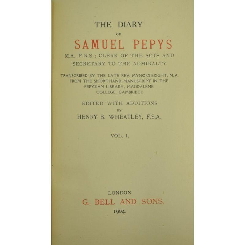 Diary Of Samuel Pepys w/ Bayntun Deluxe Slipcase (8) Vol Set 1904 WHEATLEY, H.B. 2