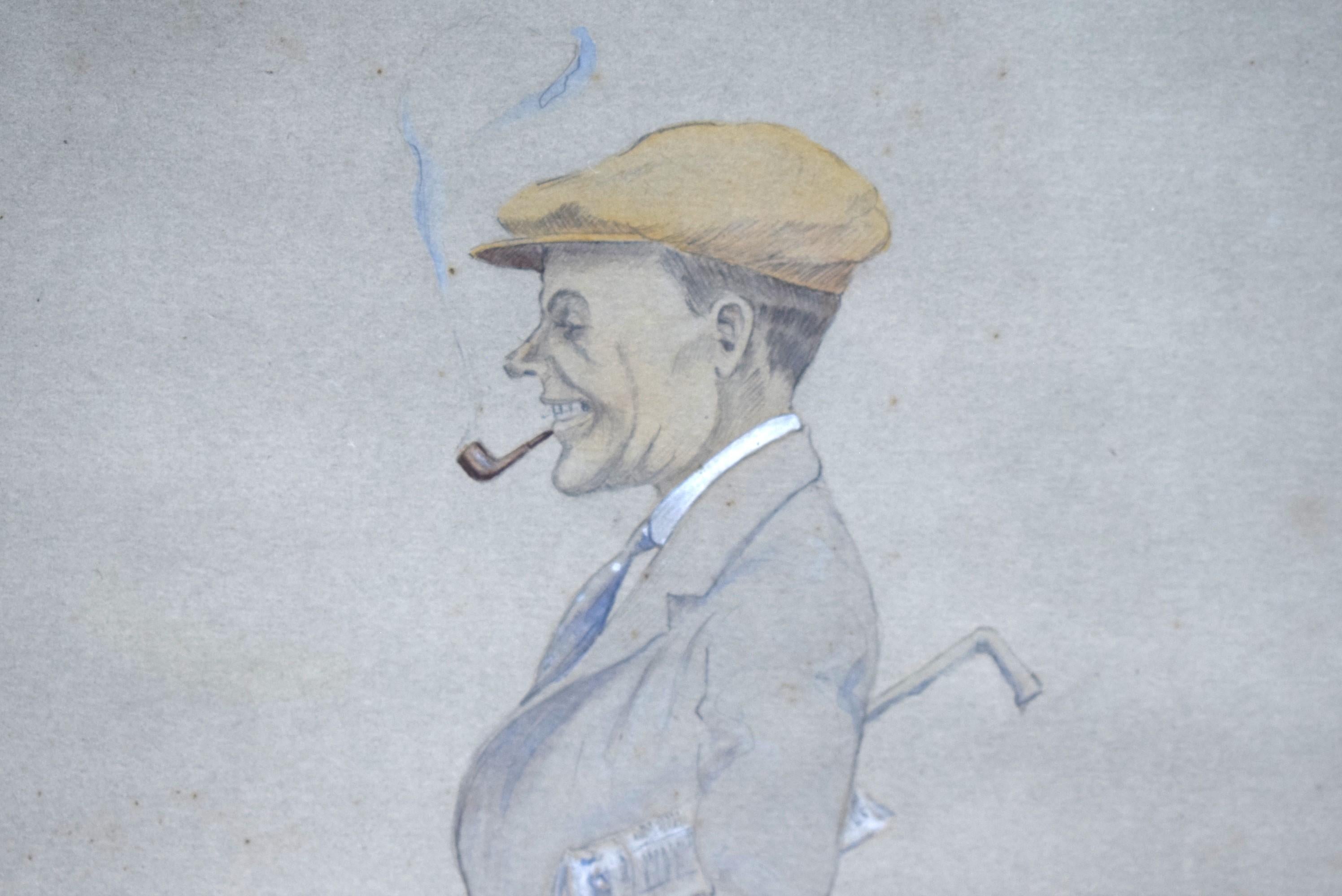 „Rakischer Gent“ Aquarell von WL Mots, 1914 im Angebot 2