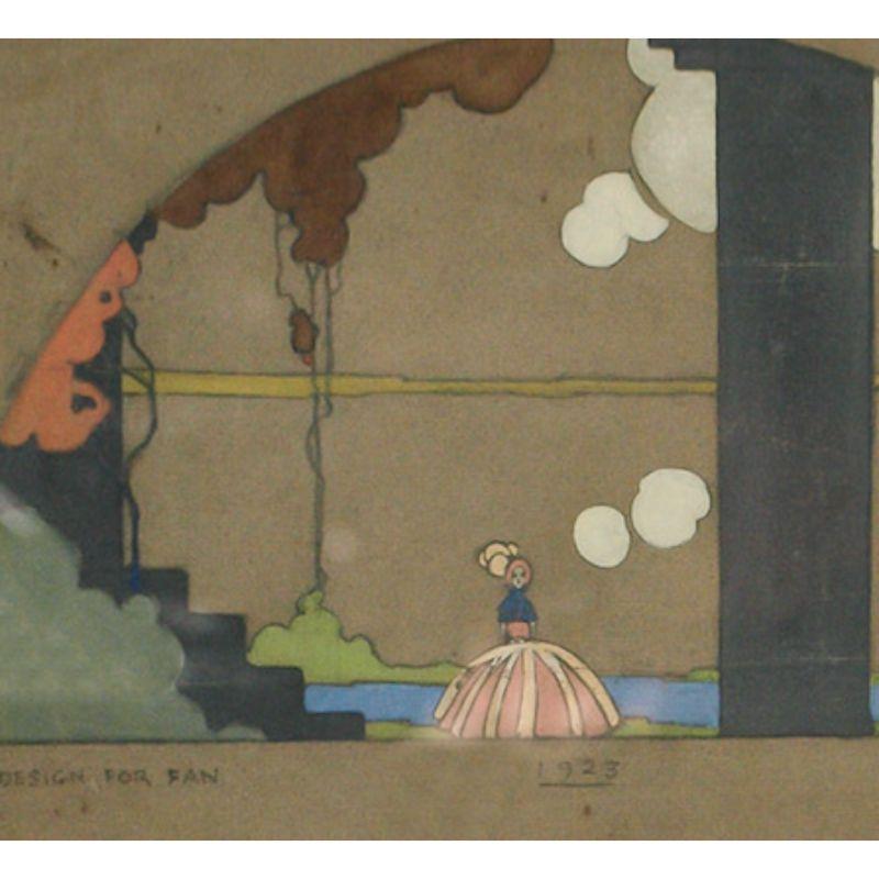 « Design for A Fan » 1923 Pastel of Stage Set de Cecil Beaton en vente 3