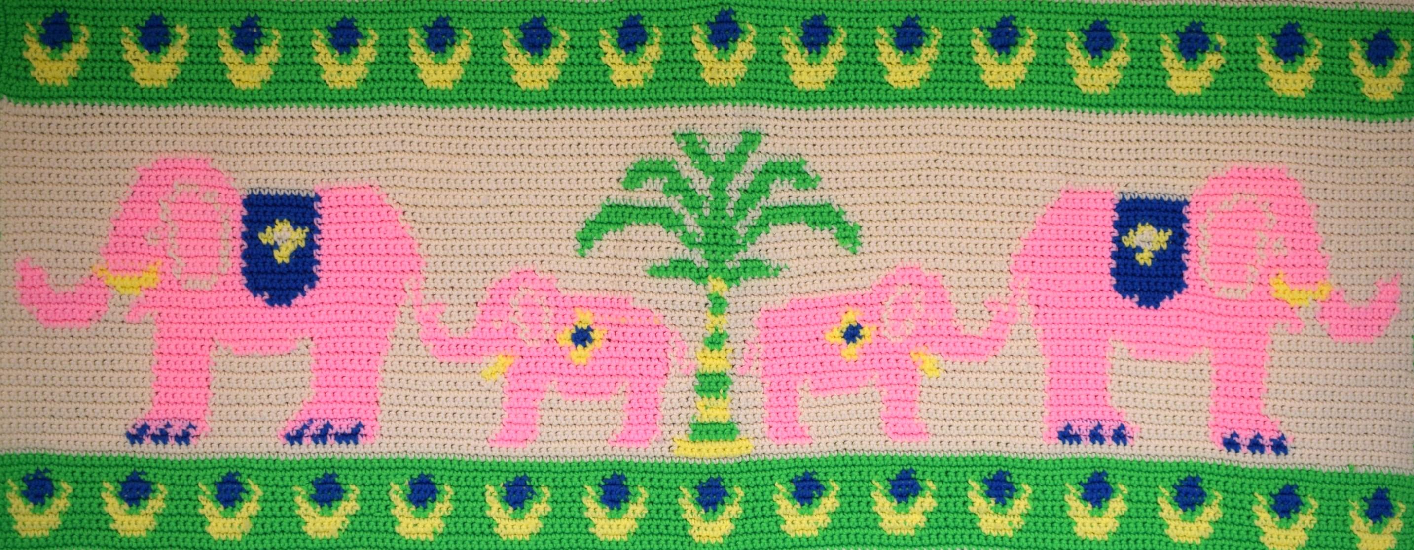 Hand-Crochet 4-Panel Blanket/ Tapestry w/ a Tropical Parade of Exotic Animals For Sale 1