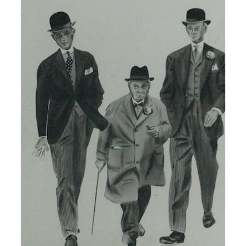 Three Gents Strolling Pen & Ink Drawing For Sale 3