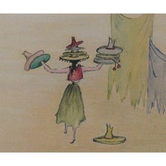 Lanvin of Paris Sombrero Lady c1950s Watercolour