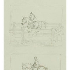 „Two Show Jumpers“ Bleistiftzeichnung von Paul Desmond Brown