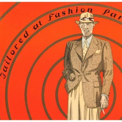 "Tailored At Fashion Park" c1930s Menswear Advert Signage