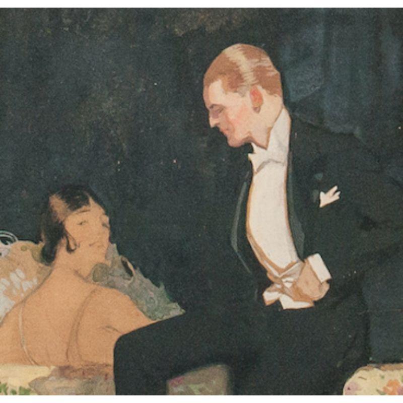 Original c1930s illustration art depicting a dapper gent & fashionable lady in evening attire together w/ verso pencil head studies

Art Sz: 9