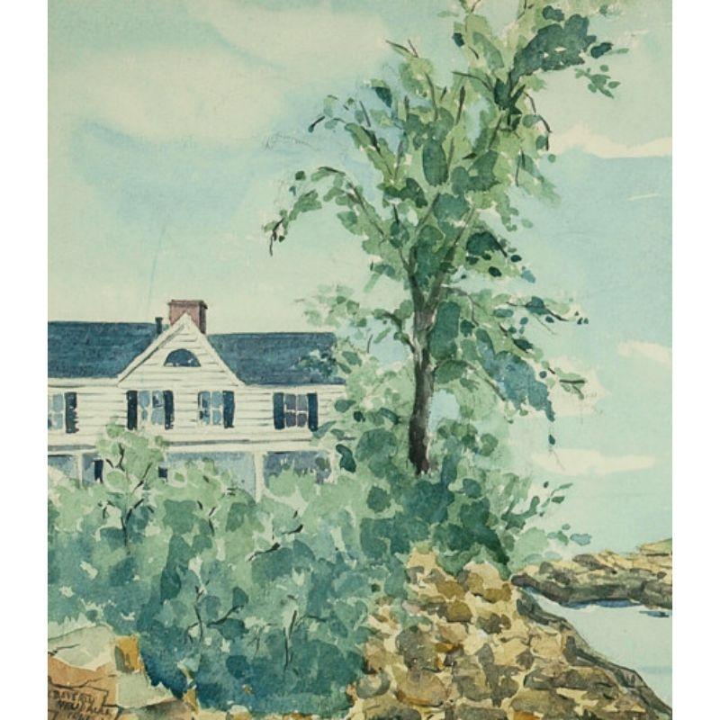 Charming watercolor of an Old Lyme, Ct shoreline estate by Beverly Neubauer & dated 1961 (LL)

Art Sz: 12 3/4