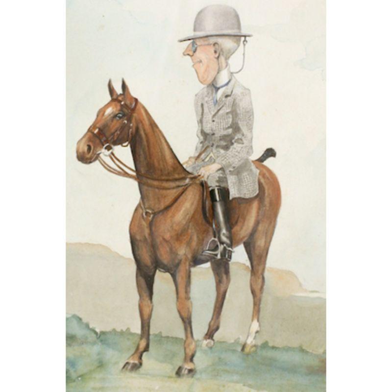 Klassisches Aquarell aus den 1910er Jahren, das einen eleganten Jäger zu Pferd zeigt, der die Landschaft erkundet

Art Sz: 13 1/2 