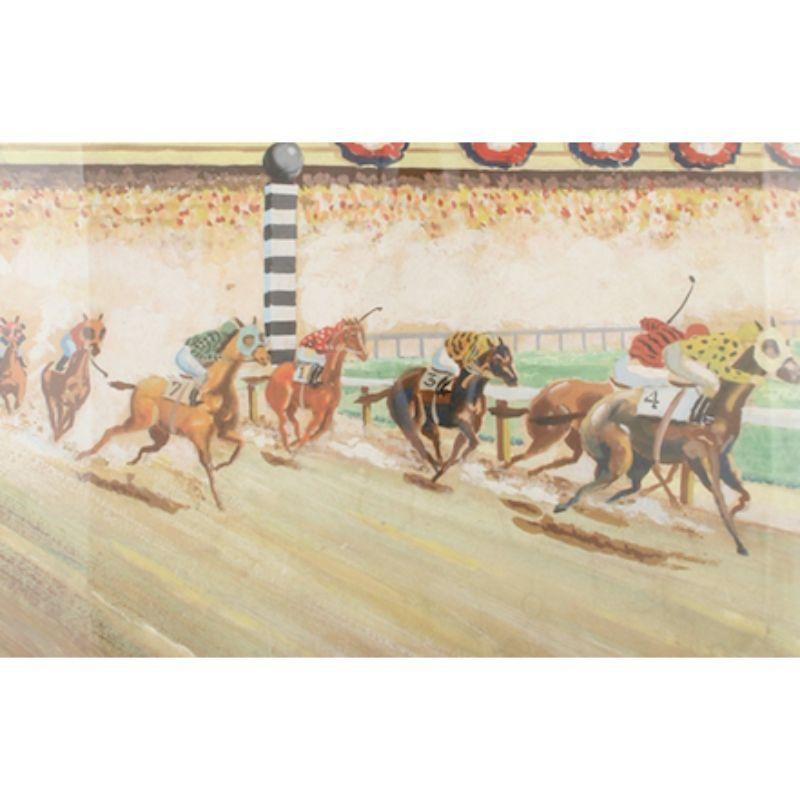 Equestrian watercolour depicting c1930s racetrack scene

Art Sz: 17 3/8