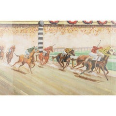 "Racetrack Scene" 1930s Watercolor