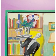 "Mayordomo a tu servicio" Obra de arte original en acuarela y gouache