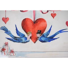 "Lanvin of Paris Love Birds" c1950s Watercolour