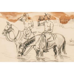 "Two Cavalry Officers" Pencil Drawing by Paul Brown
