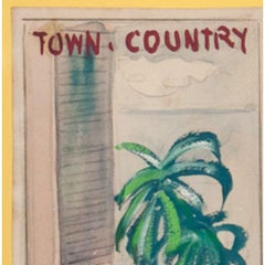 "Palm Tree Outside Cottage Window" 1950 Watercolor by Reynaldo Luza