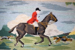 "Hand-Needlepoint Fox-Hunter Framed Panel"