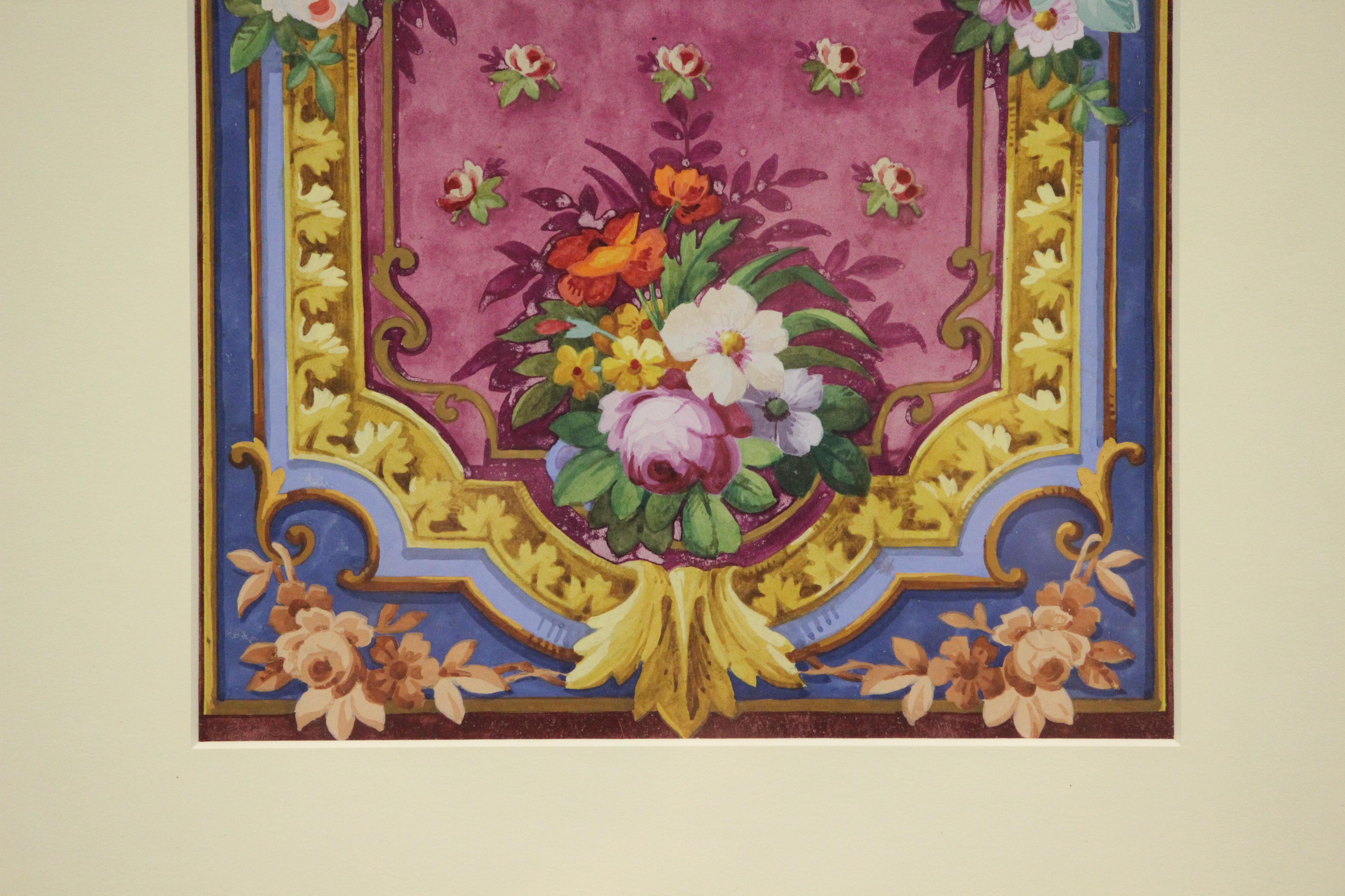 Original gouache of a Swiss Aubusson floral tapestry rug

18th century

Art Sz: 14 1/2