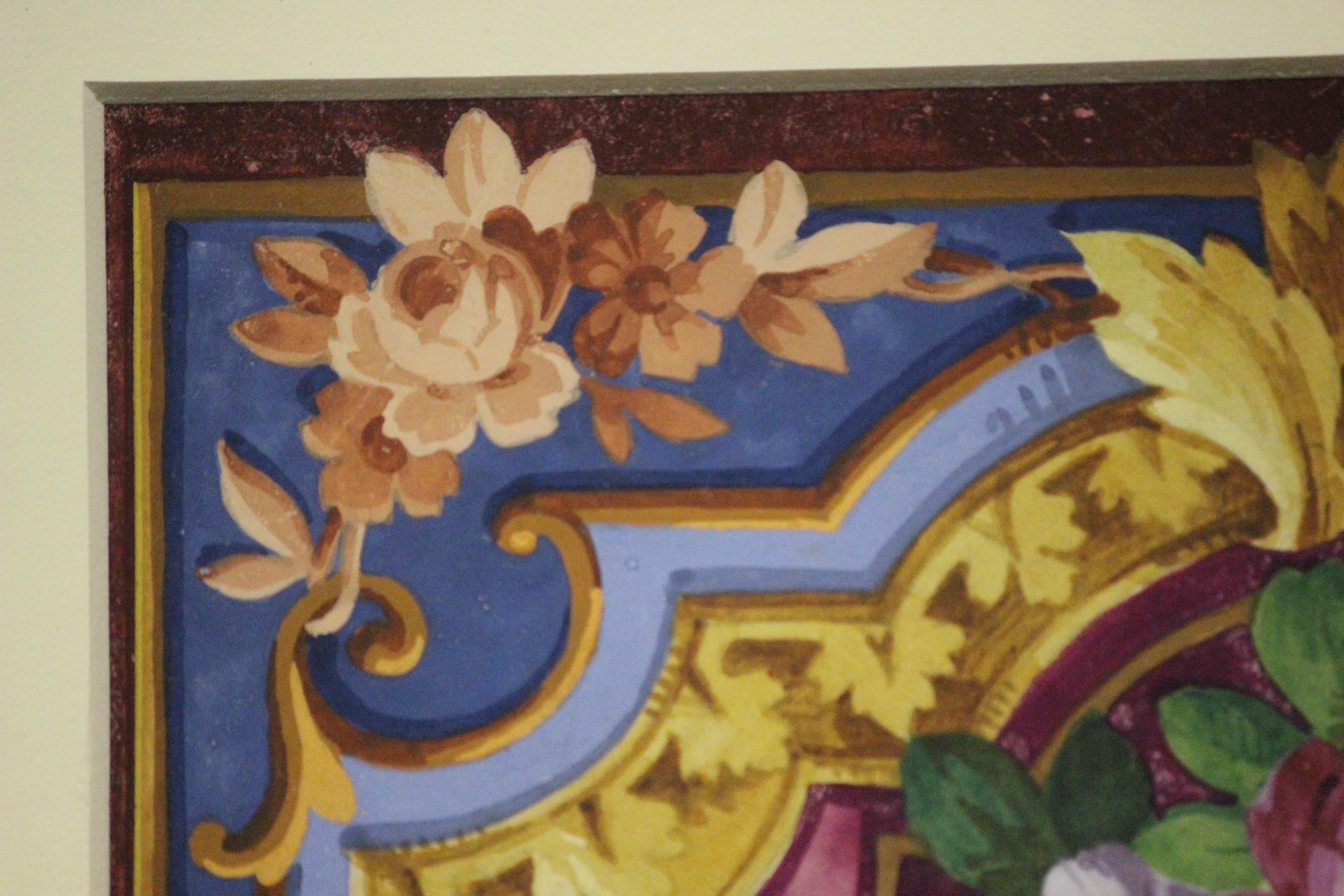 Aubusson Floral-Wandteppich in Gouache im Angebot 2