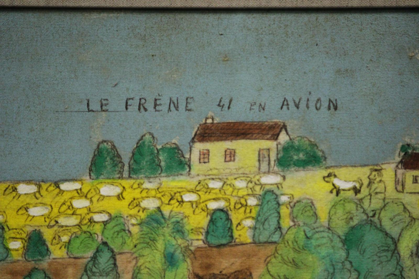 Paysage aérien d'un village de province français 

Signé : 