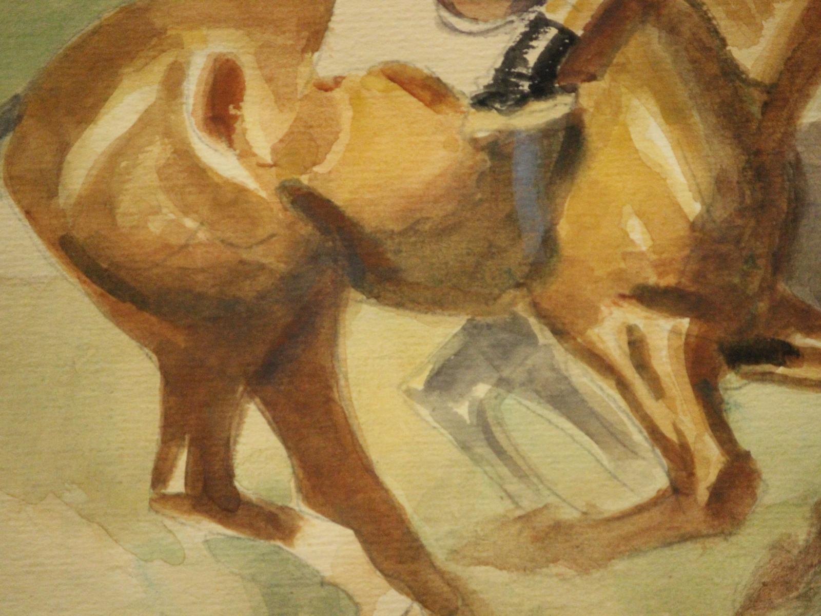„Two Racehorses“ Aquarell von Lockridge im Angebot 3