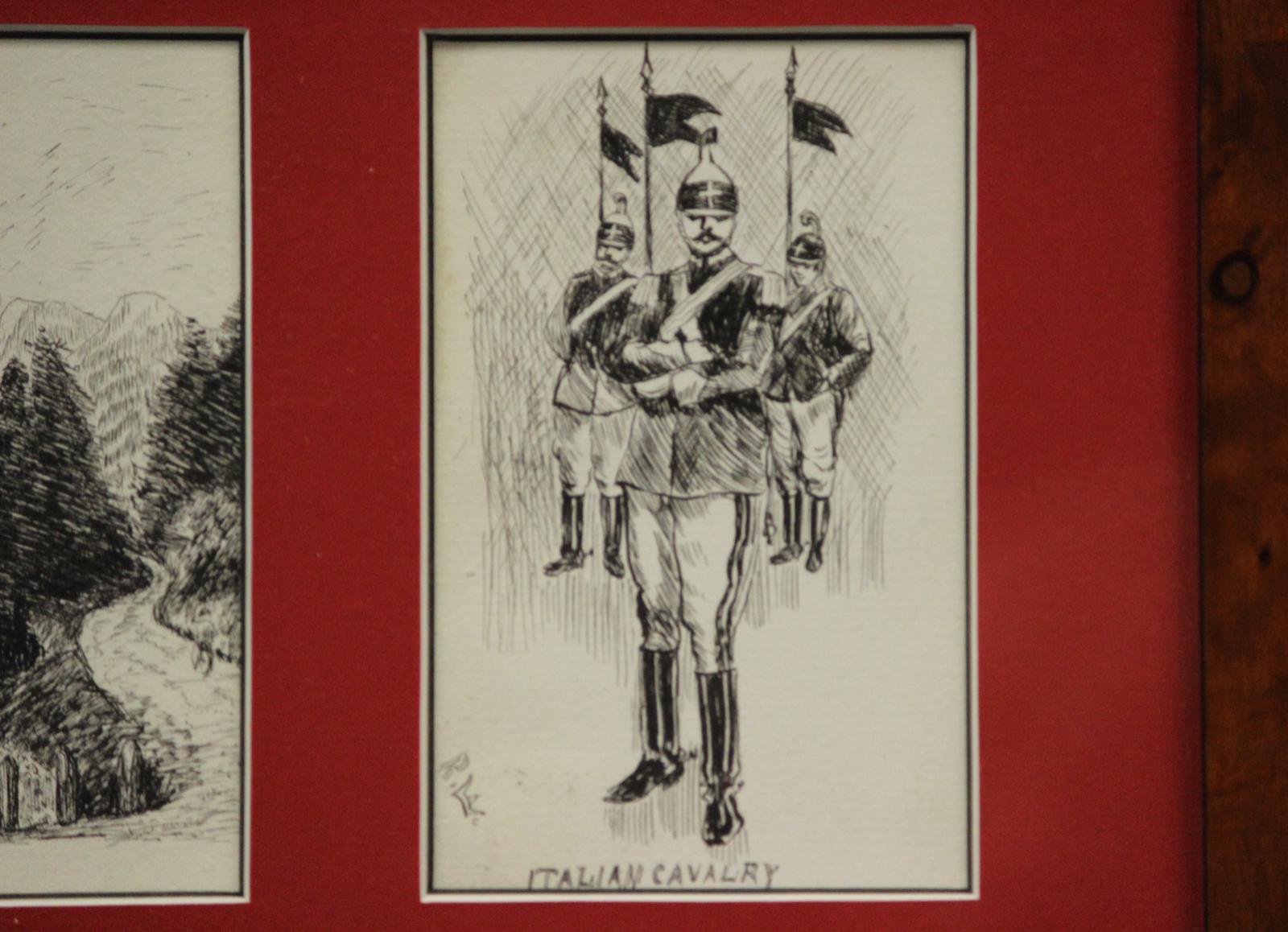 Vier c1910s Pen & Ink Postkarte Zeichnungen im Angebot 1