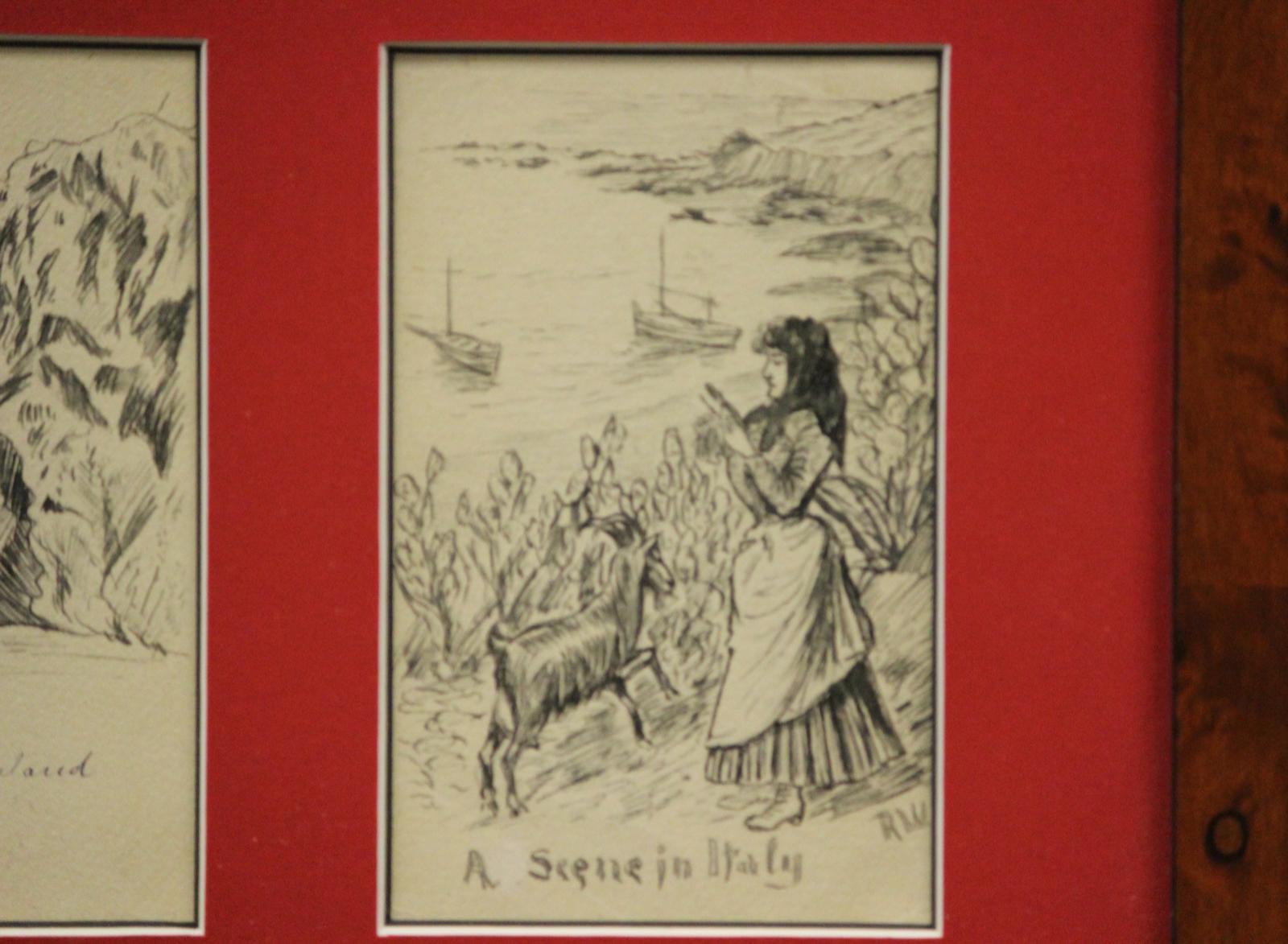 Quatre dessins de cartes postales à la plume et à l'encre datant des années 1910 en vente 2