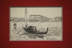 5 postales con dibujos a pluma y tinta, de Italia, de alrededor de la década de 1910