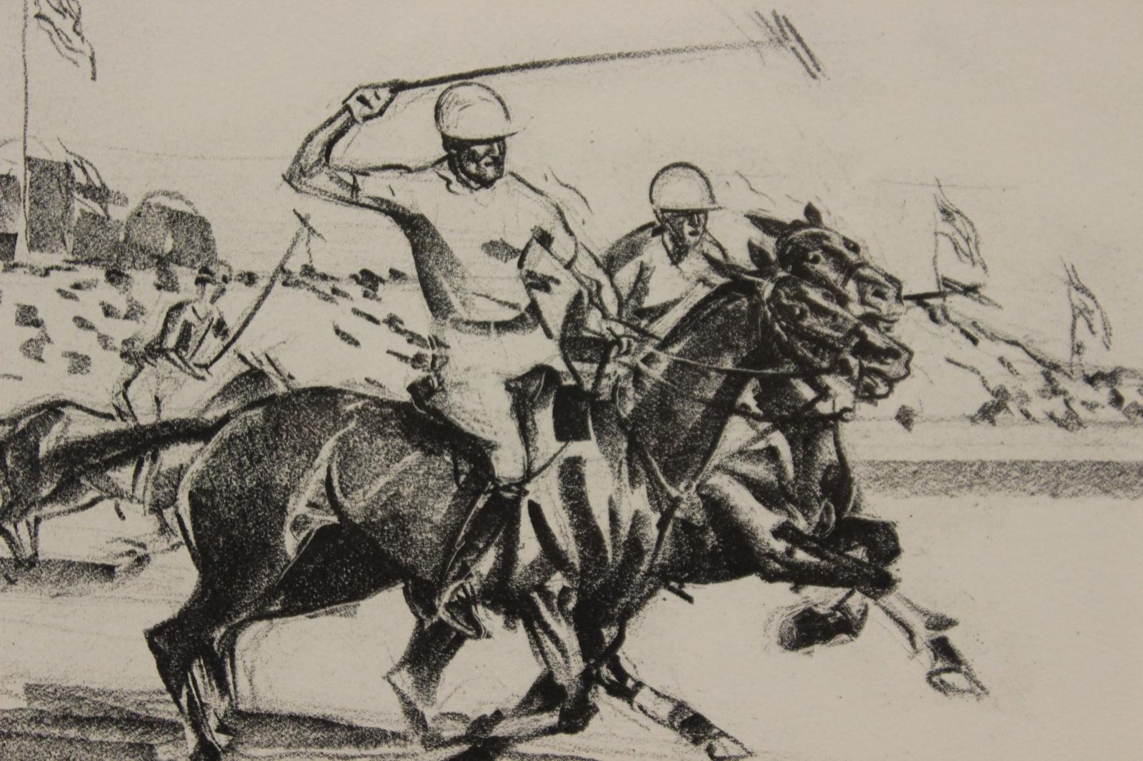 Classic charcoal polo drawing depicting 4 players on the field

Art Sz: 8 1/4