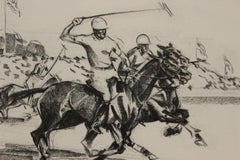 "International Meadowbrook Polo Match" c1930s Charcoal Drawing