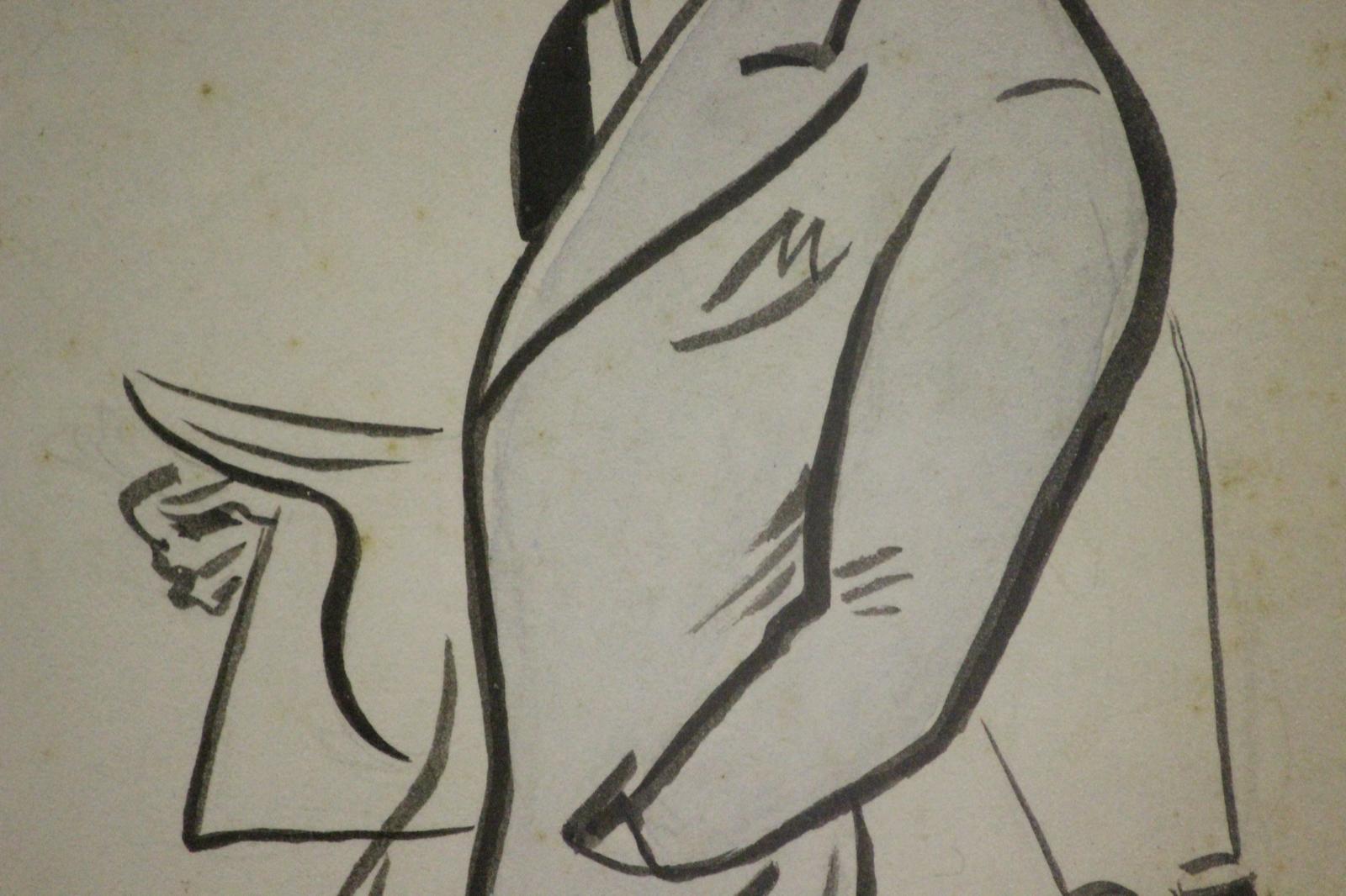 Klassische englische Rasenkarikatur mit Feder und Tinte aus dem Jahr 1947 von Maj J.G. Goldsmith, Turf-Pferdetrainer, gezeichnet von dem Sportkünstler Peter Buchanan 'The Tout' (1870-1950)

Kunst Sz: 7 1/8 
