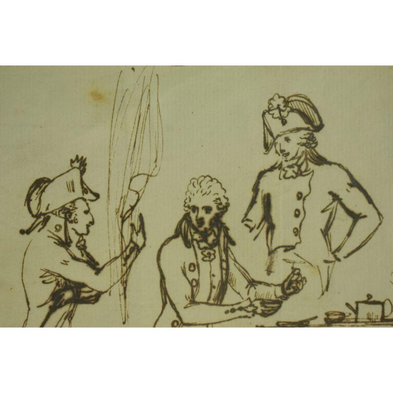 William Locke (1767-1847) Brown Ink on Paper of General D'Arblay & Friends For Sale 3