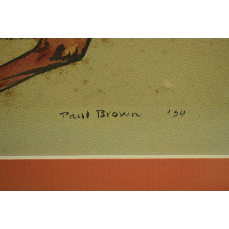 Paul Desmond Brown Watercolor Depicting J. Watson Webb For Sale 1