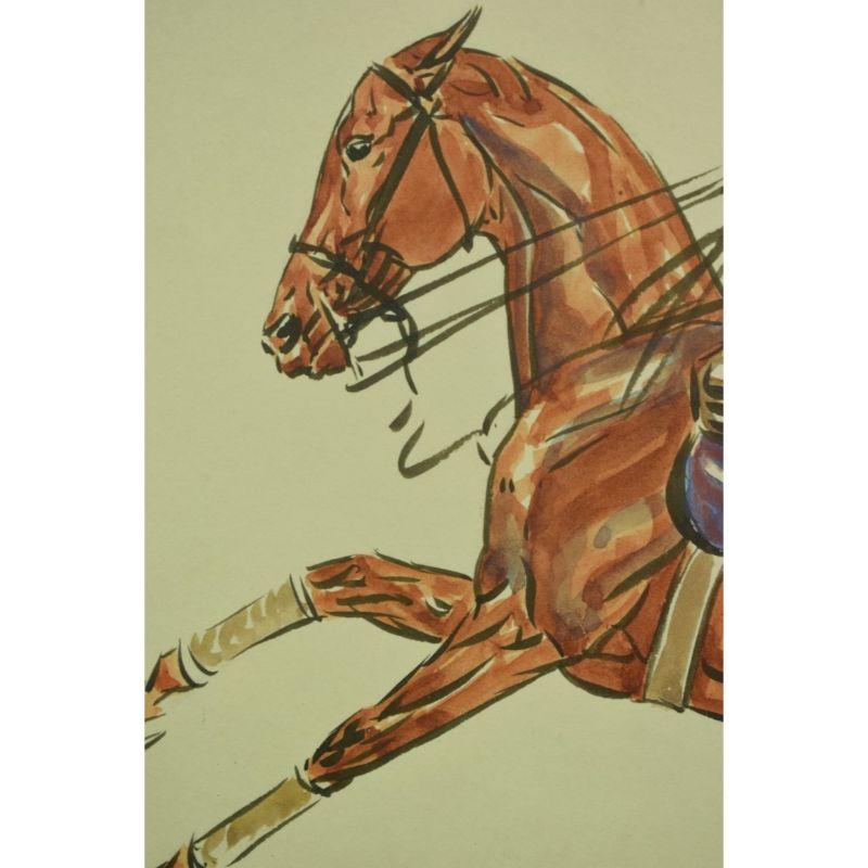 Paul Desmond Brown Polo Watercolour For Sale 3