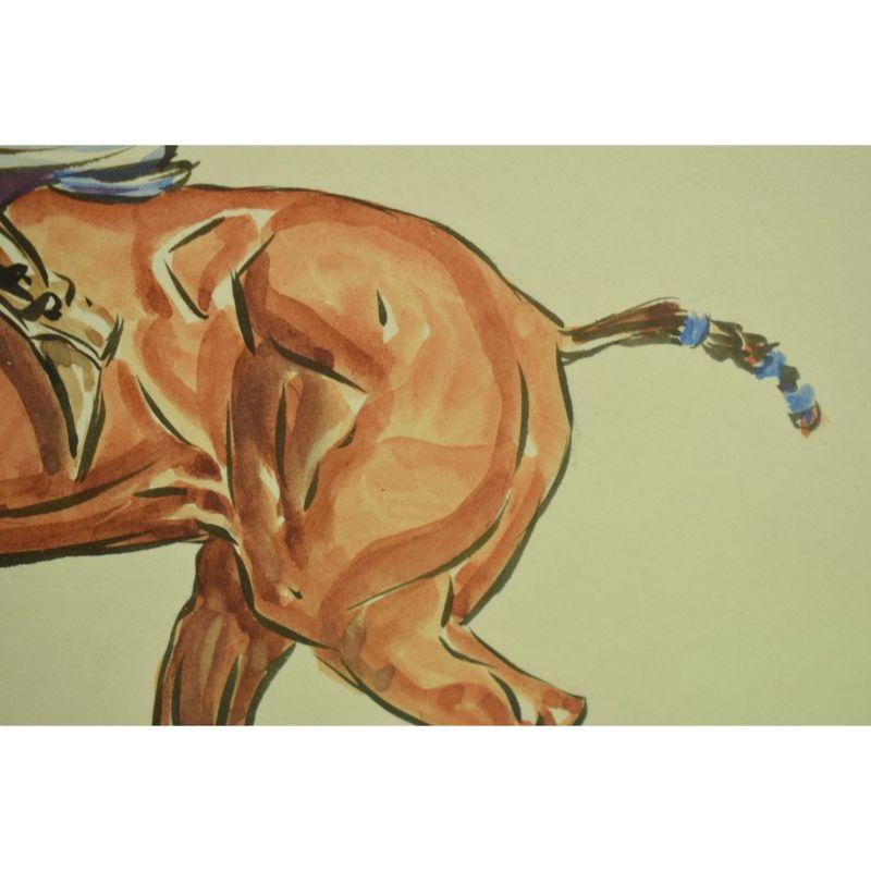 Paul Desmond Brown Polo Watercolour For Sale 4